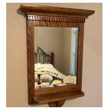 Oak Mirror with Beveled Edge and Shelf