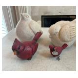 Decorative Bird Figures Featuring Two Cardinals an