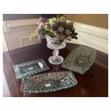 Glass Compote with Fruit Arrangement and Serving T
