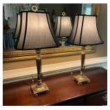 Brass Table Lamps with Black Trim Shades