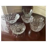 Six Crystal Glass Decorative Bowls with Various De