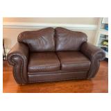 Brown Leather Love Seat in Good Condition with Nai