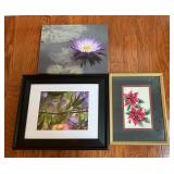 Three Floral-Themed Pictures for Framing on Canvas