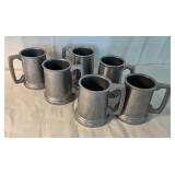 Six Pewter Tankards with Handles