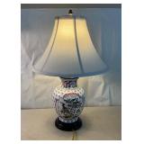 Porcelain Table Lamp with Floral and Bird Motif, F