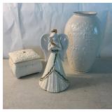 Lenox Holiday Angel Music Box, Vase, and Bell Set