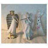 3 Decorative Angel Figurines with Musical and Flor