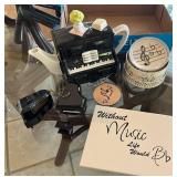 Music-Themed Items Featuring Teapot, Coasters, and