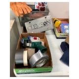Lot with Tape, Work Gloves, and Clemson License Pl