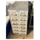 12-Drawer Metal Cabinet with Contents