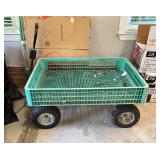 Green Mesh Garden Cart with Metal Frame and Four P