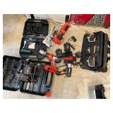 Power Tools with Chargers, Cases, and Carrying Bag