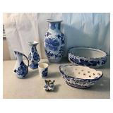 Blue and White Ceramic Decorative Pieces
