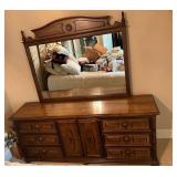 Bassett Furniture Wooden Dresser with Mirror and A