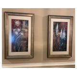 Two Framed Floral Abstract Prints, 29 x 34 Inches