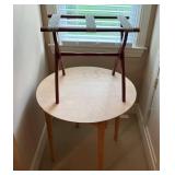 Wooden Luggage Rack and Round Wooden Table