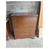 Wooden Chest of Drawers with Four Drawers and Meta