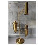 Brass Electrified Banquet Lamp with Decorative Ele