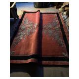 Large Embroidered Chinese-Style Rug with Floral Mo