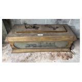 Metal and Glass Chest With Train Motif and Lid