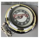 Casablanca-Themed Neon Wall Clock With Yellow Fram