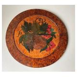 14-Inch Round Carved Wooden Wall Plaque with Fruit