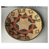 Handwoven 13-Inch Diameter Basket with Geometric P