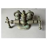 Vintage Brass Dual Handle Faucet with Patina