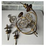 Ornate Brass Wall-Mounted gas lamp with Additional