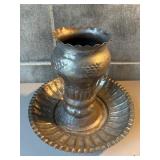Egyptian-Made Decorative Metal Vase and Plate Set