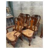 Six Carved Wooden Dining Chairs With Upholstered S
