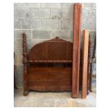 Wooden Bed Frame with Turned Posts and Decorative