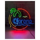 Corona Neon Light Sign with Palm Tree Accent