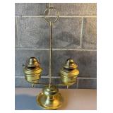 Double Brass Oil Lamp with Central Loop Handle