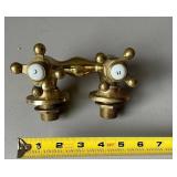 Vintage Brass Hot and Cold Faucet Handles with Cro
