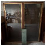 2 Wooden Display Cabinets with Brass Trim and Glas