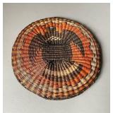 Handwoven Basket lid/top with Orange and Brown Pat