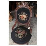 Victorian-Style Needlepoint Upholstered Mahogany C