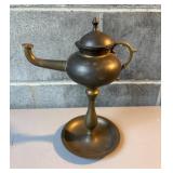 Brass Standing Kerosene Lamp with Hinged Lid and H