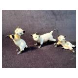 Three Ceramic Siamese Cat Figurines with Foil Labe