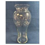 Clear Glass Vase with Flared Rim and Bulbous Body