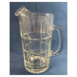 Clear Glass Pitcher with Paneled Design and Spout
