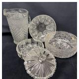 Vintage Glass Lot Featuring Bowls, Covered Dish, a