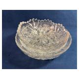 Three Pressed Glass Bowls with Floral and Geometri