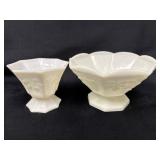 Milk Glass Footed Bowls with Grape Motif