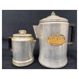 Two Vintage Aluminum Coffee Pots by Federal and Co