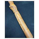Carved Wood Walking Stick, 32 Inches Long, Featuri