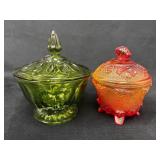 Vintage Glass Candy Dishes: Jeanette Amberina and