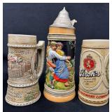Three Beer Steins Including Schlitz, Stroh