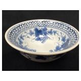 Blue and White Porcelain Bowl with Grape Motif and